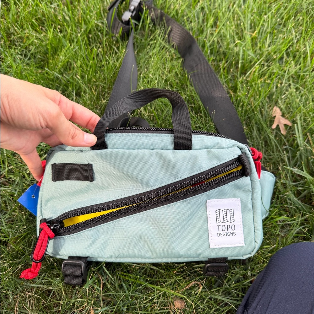 Topo Designs Green Crossbody Bag with Red and Black Details